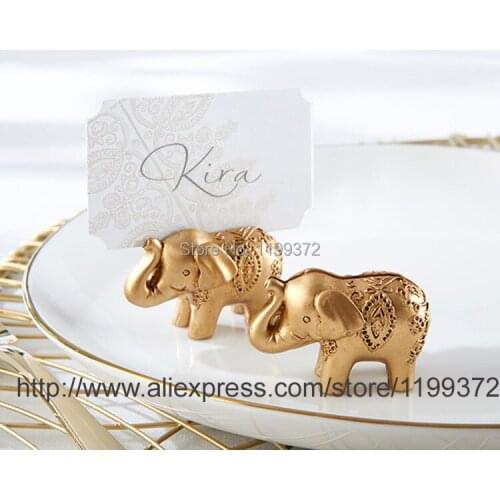 200pcs Golden Gold Lucky Elephant Place Card Holder Holders Name Number Table Place Wedding Favor Gift Unique Party Favors