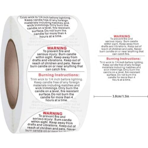 500pcs/roll Coated Paper English Holiday Decoration Envelope Christmas Sticker Candle Warning Sticker Round Roll Sticker