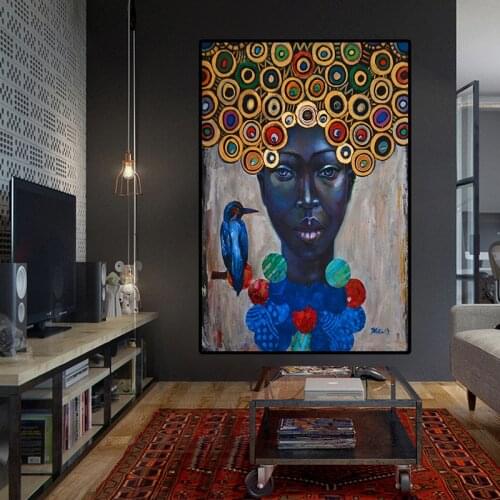 Abstract African Women Portrait Oil Painting on Canvas Art Scandinavian Posters and Prints Modern Wall Picture for Living Room
