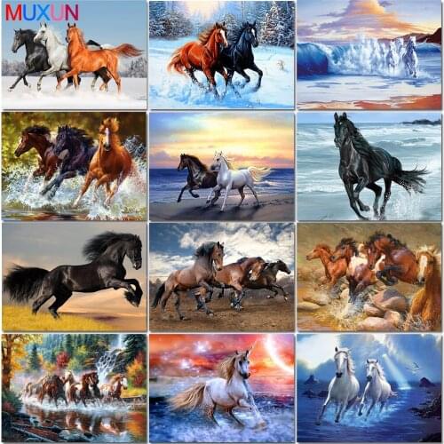 Muxun Diamond Painting Horse Full Square Diamond Embroidery Animals Picture 5D Diy Mosaic Rhinestone Home Decoration Gift Rp647