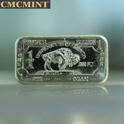 1 Gram German Silver/Cmcmint Buffalo Bar A094
