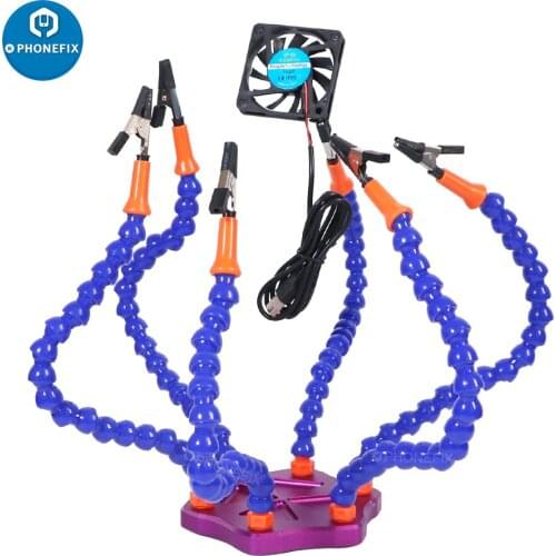 Soldering PCB Holder Tool Six Arms Octopus Helping Hands Crafts Workshop Station Base with Wire Cutting Plier for DJI Drone UAV
