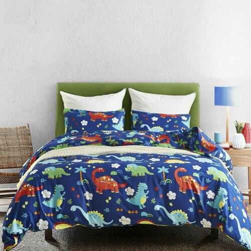 Kids Duvet Cover Set Cute Bedding Comforter Covers with Pillowcases Cartoon Dinosaur Soft Boys Home Textile Twin Queen King Size