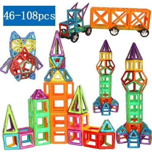 Magnetic Designer Construction & Building Toys 46-108 PCS Big Size Magnetic Blocks Magnets Building Blocks Toys For Children