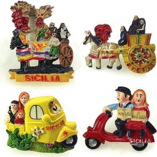 Hot Sale Hand-made Painted Sicily Motorcycle 3D Fridge Magnets Tourism Souvenirs Refrigerator Magnetic Stickers Gift