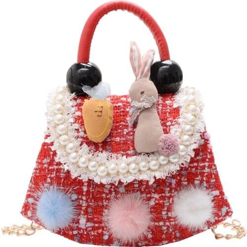 Canvas Children Shoulder Bags Baby Girls Messenger Bags Fashion Kids Handbag Pearl Lace Crossbody Bags for Girls Coin Purse Tote