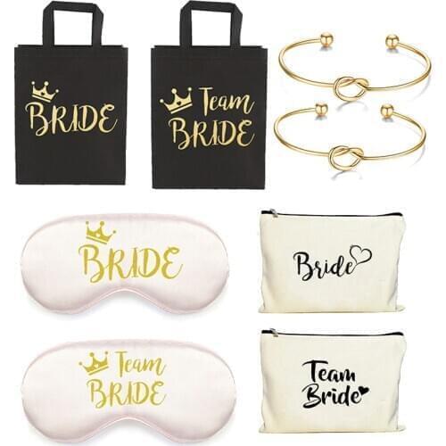Hen Party Bridesmaid gifts Team bride to be Hair Clip Wristband Cosmetic Bag Wedding Bridal Shower Bachelorette Party Decor