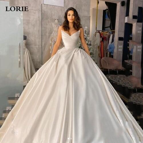 LORIE Simple And Clean Wedding Dresses Ball Gowns Sexy V Neck Princess Bride Dresses vestido de noiva 2021