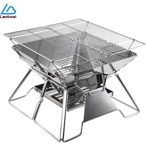 Mini Portable Folding Charcoal Grill Outdoor Charcoal Household Grill Stainless Steel Grill