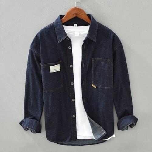 1980 Men Denim Jackets Cotton Shirt Handsome Boyfriend Trendy Cargo Long Sleeve Thin Coats Korean Style All-Match Streetwear Top