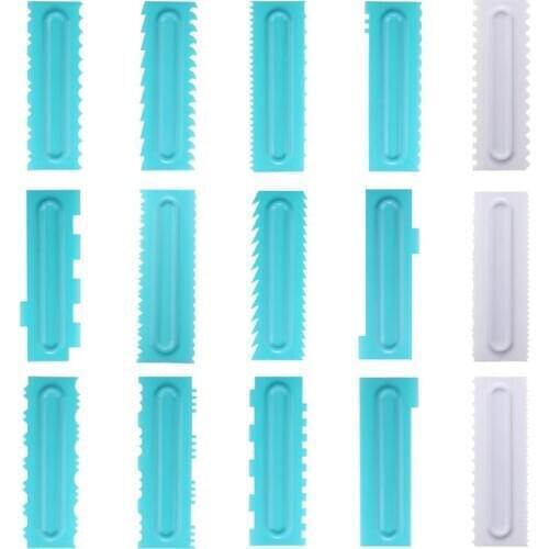 New 15 Types Cake Decorating Comb Cake Scraper Smoother Cream Decorating Pastry Icing Comb Fondant Spatulas Baking Pastry Tools