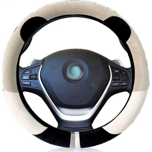 Creative New 2021 Car Cute Steering Wheel Cover Cartoon Short Plush Handlebar Universal Plush Steering Wheel Cover