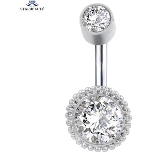 14G 1.6mm 316L Surgical Steel Belly Piercing with Import Zircon 2017 tunnel ball piercings Clear 14G Belly Button Ring