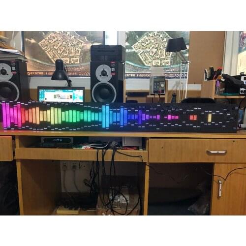 AS1000 Voice Control Full Color Music Spectrum Display Analyzer Stereo Audio KTV Stage LED Rhythm Light 160 Mode Amplifier
