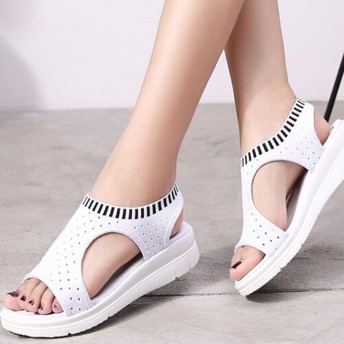 Gladiator Sandalias mujer 2021 Female Wedge Heels Shoes Women Summer Comfortable Sandals Slip-on Flat Sandals Platform Sandalias