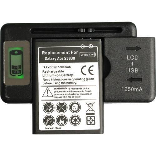 Ciszean 1500mAh EB494358VU Replacement Battery + LCDCharger For Samsung Galaxy Ace S5830 S5660 S5670 S7510 S5830i S5838 S7250D