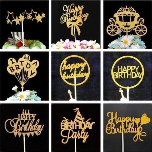 Cake Topper Birthday Party Decorations Kids Boy Cupcake Toppers Cake Decoration Baby Shower Girl Party Favors Gold Cake Topper