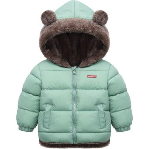 Thicken Winter Jackets For Girls Baby Boys Parkas Kids Outfits Toddler Hooded Outerwear Fleece Coats Infant Children Clothes