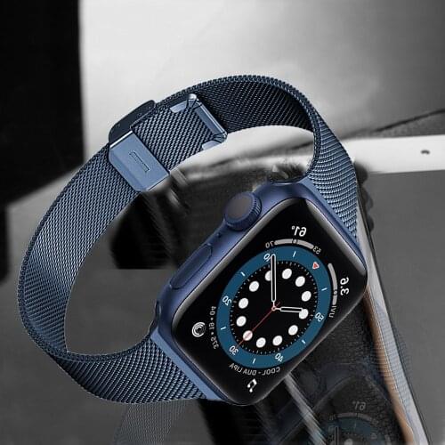 Narrow strap for apple watch se 44mm 40mm series 6 5 4 band for iwatch 3 42mm 38mm bracelet Stainless Steel Mesh loop watchband