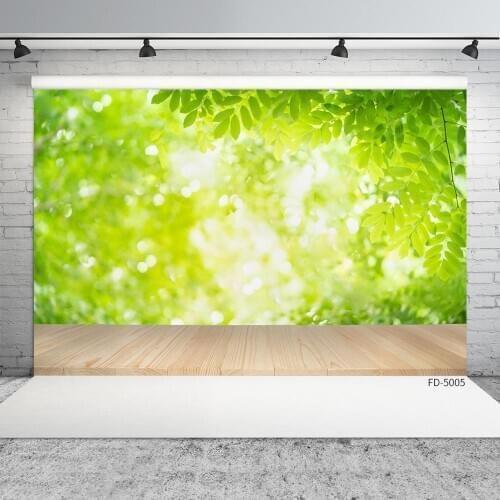 Vinyl Backdrops Spring Green Tree Wooden Board Texture Party Baby Newborn Portrait Photography Background Photocall Photo Studio