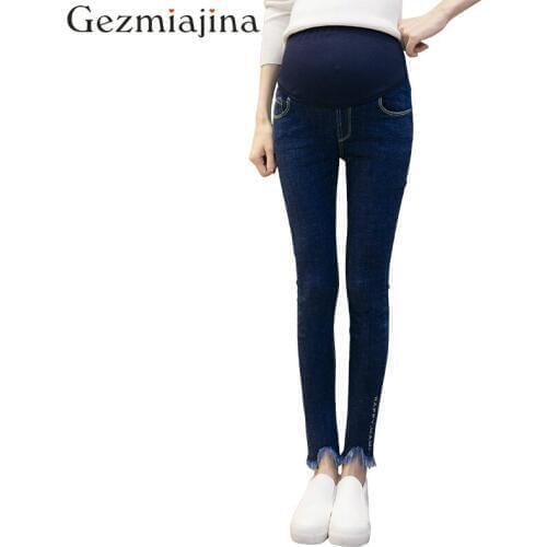 High quality Spring autumn pregnant women trousers fashion Maternity jeans Elastic waist Pregnant pants Care abdomen leggings
