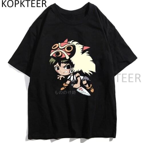 Mononoke Hime Totoro Funny T-shirts Japanese Anime Tshirt Ulzzang Short Sleeve Funny Fashion Casual Aesthetic Unisex Tee Shirt