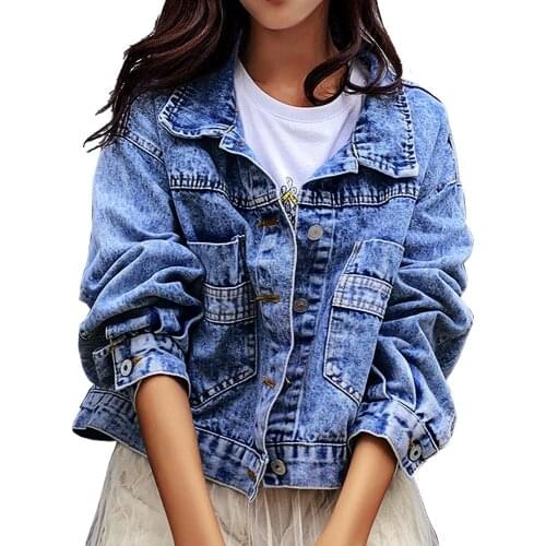 2021 Women Jeans Jackets Coats Short Casual Denim Coat New Autumn Long Sleeve Jaqueta Feminina Chaquetas Mujer Jeans Jacket