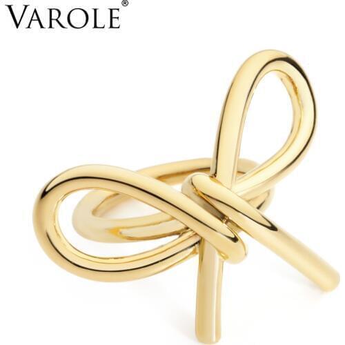 VAROLE Elegant Bowknot of Lines Rings For Women infinity Rings Unique Design Fashion Jewelry Gifts Anel Feminino
