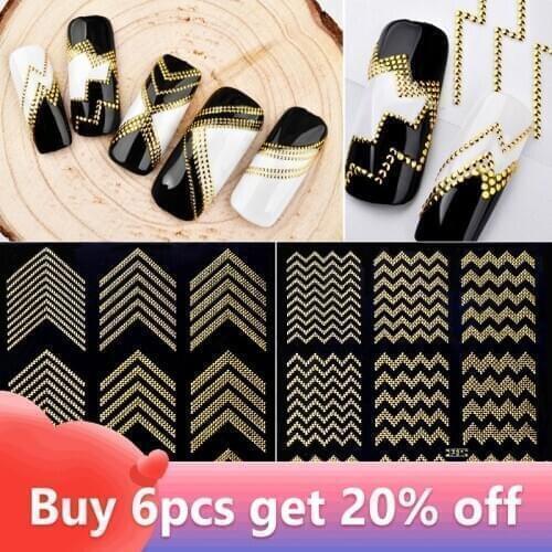 1 Pcs Nail Art Sticker Laser Gold Rivert Metal Adhesive Nail Decals 3D Retro Studs Styling Nail Art Decorations