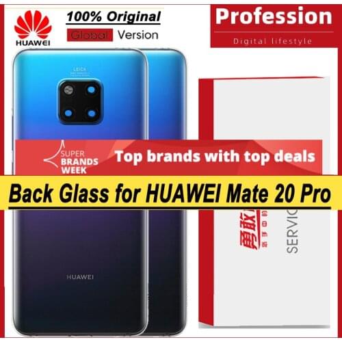100% Original for Huawei Mate 20 Pro Back Battery Cover Rear Glass Door Panel Case Battery Cover with Camera Lens