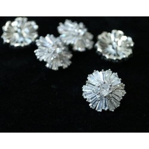 5pcs/lot Rhinestone crystal Fur buttons Cubic zirconia button for coat Decorative CZ sewing buttons for cashmere Knit cardigan
