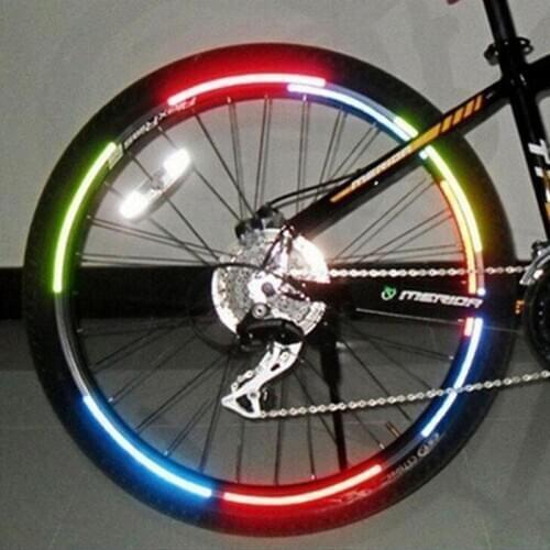 8Pcs Bicycle Bike Wheel Lights Bike Fluorescent Reflective Stickers MTB Bike Light Spoke Wheel Tape Light Bicycle Accessories