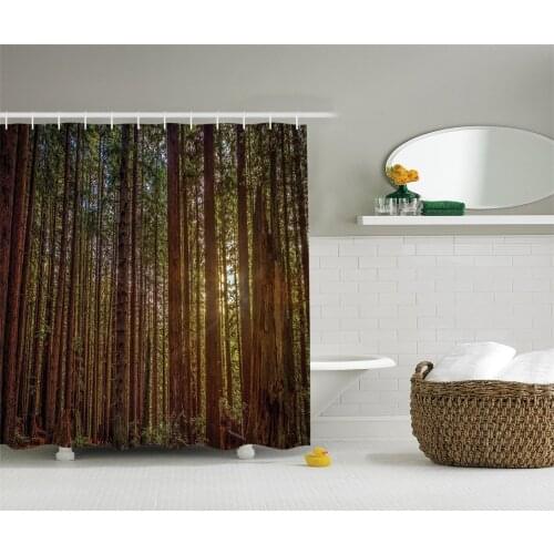 Nature Decor Shower Curtain Redwood Forest in California Bathroom Accessories