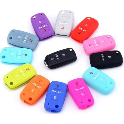 Silicone Car Key Case for VW VolksWagan Multivan T5 Sharan Caravelle 4 Buttons Remote Fob Cover