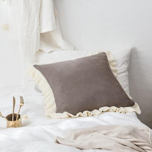 45x45CM 100% cotton knitted cushion cover sofa brown/pink/blue wool woven pillowcase decorative throw pillow cover