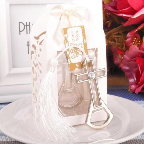 DHL Freeshipping 60pcs cross bottle opener Wedding bridal Shower baptism Party Favor