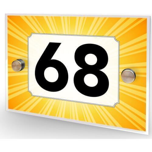 DIY House Number Yellow Sunburst 200x140mm Size House Hotel Room Door Number Sign Plaque