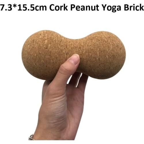 Nature Wood Cork Peanut Brick 7.3*15.5cm Column Massage Double Ball Gym Fitness Yoga Accessories Pilates Home Yoga Ball Supplies