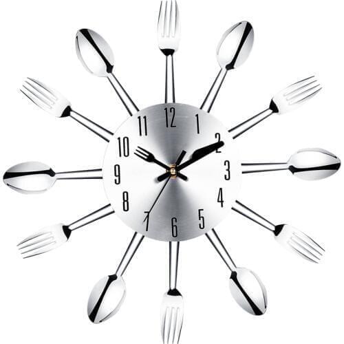 Stainless steel knife and fork spoon kitchen restaurant wall clock Home Decoration