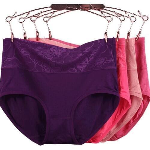 XL~2XL Solid Print Underpants Modal Briefs For Women Lingerie Soft Cotton Crotch Panties Mid Waist Underwear Female Intimates