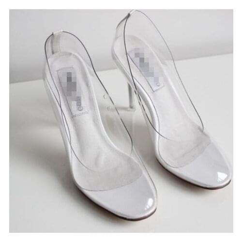 New Hot Women Princess high-heeled shoes Clear Glass Slipper Summer high heel Shoes party wedding Dress Cosplay