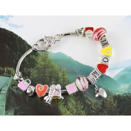 10Pcs European Style Bead Charm MOM Bracelet #20061