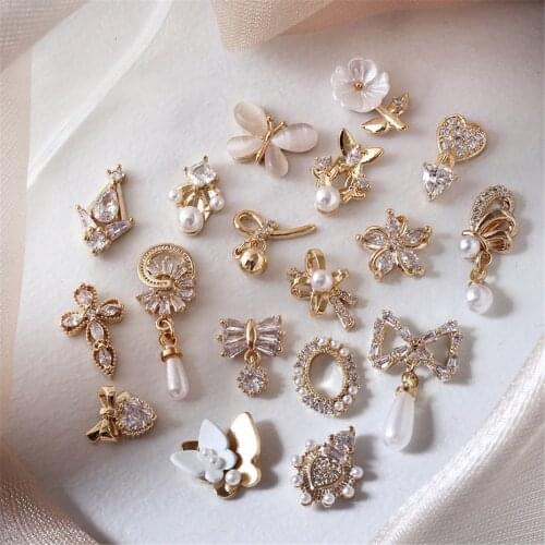 10pcs/lot 3D Star Moon Unicorn Alloy Nail Art Zircon Pearl Crystal Metal Manicure Nails Accessories Supplies Decorations Charms