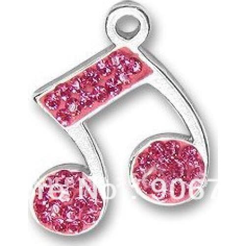 100pcs a lot fashion pave pink music note jewelry charms