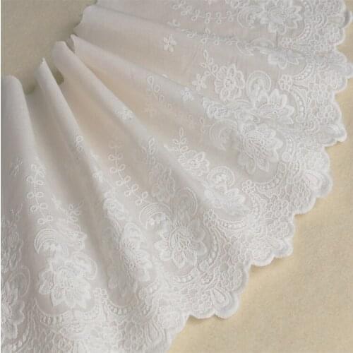 3meter/pack 21cm beige-white cotton embroider lace cloth sewing ribbon lace fabric accessories X196