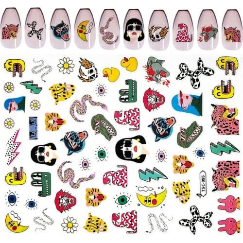 TSC-095 Moon lightning crocodile snake leopard tiger 3D Back glue Nail decal Nail sticker Nail decoration Nail art Nail ornament