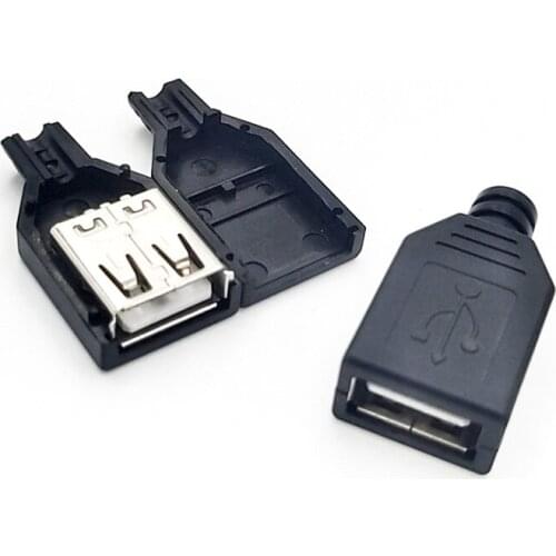 5/10 pcs usb Female Buckle Connector A type Plug wire type Welded wire USB Master Plastic Shell Jack Tail Sockect Terminals