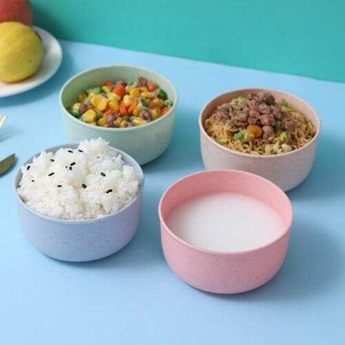 5pcs Kitchen Tableware Wheat Straw Bowl Plastic Bowl Childrens Soup Bowl Food Container Wheat Straw Eco-Friendly Dinnerware