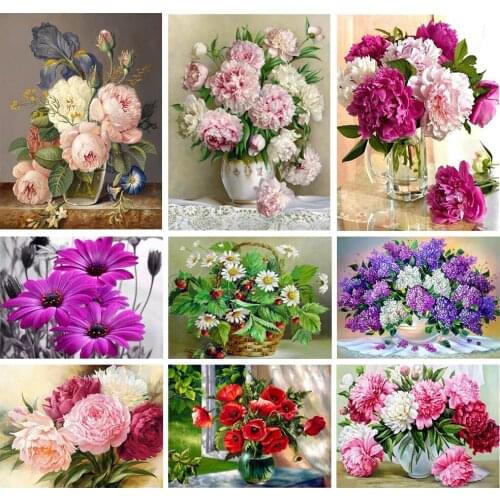 5D DIY Diamond Painting Flower Rose Vase Rhinestone Three-dimensional Cross Stitch Mosaic Art Picture Rhinestone Decoration Gift