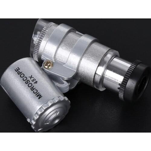 69HF 45X Jewelers Loupe Magnifier Mini Microscope Magnifying Pocket w/ LED Light